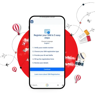 TM SIM Registration 4 Register SIM Card TM via the GlobeOne app